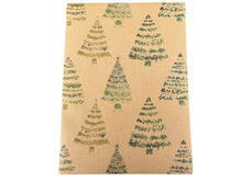 Load image into Gallery viewer, Green Christmas Trees - Recycled Kraft Wrapping Paper
