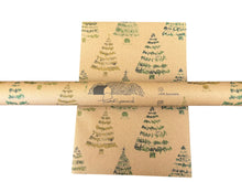 Load image into Gallery viewer, Green Christmas Trees - Recycled Kraft Wrapping Paper

