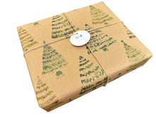 Load image into Gallery viewer, Green Christmas Trees - Recycled Kraft Wrapping Paper

