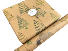 Load image into Gallery viewer, Green Christmas Trees - Recycled Kraft Wrapping Paper
