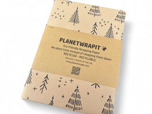 Christmas Trees Gift Wrap - Recycled Kraft Wrapping Paper