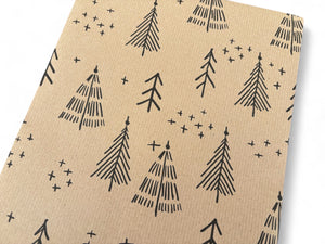 Christmas Trees Gift Wrap - Recycled Kraft Wrapping Paper