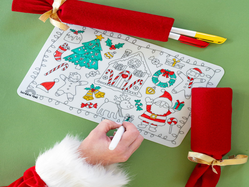 Scribble Mat Christmas Cracker - Reusable Wipe Clean Colouring Mat