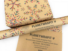 Load image into Gallery viewer, Christmas Rainbow Snowflake Wrap - Recycled Kraft Wrapping Paper
