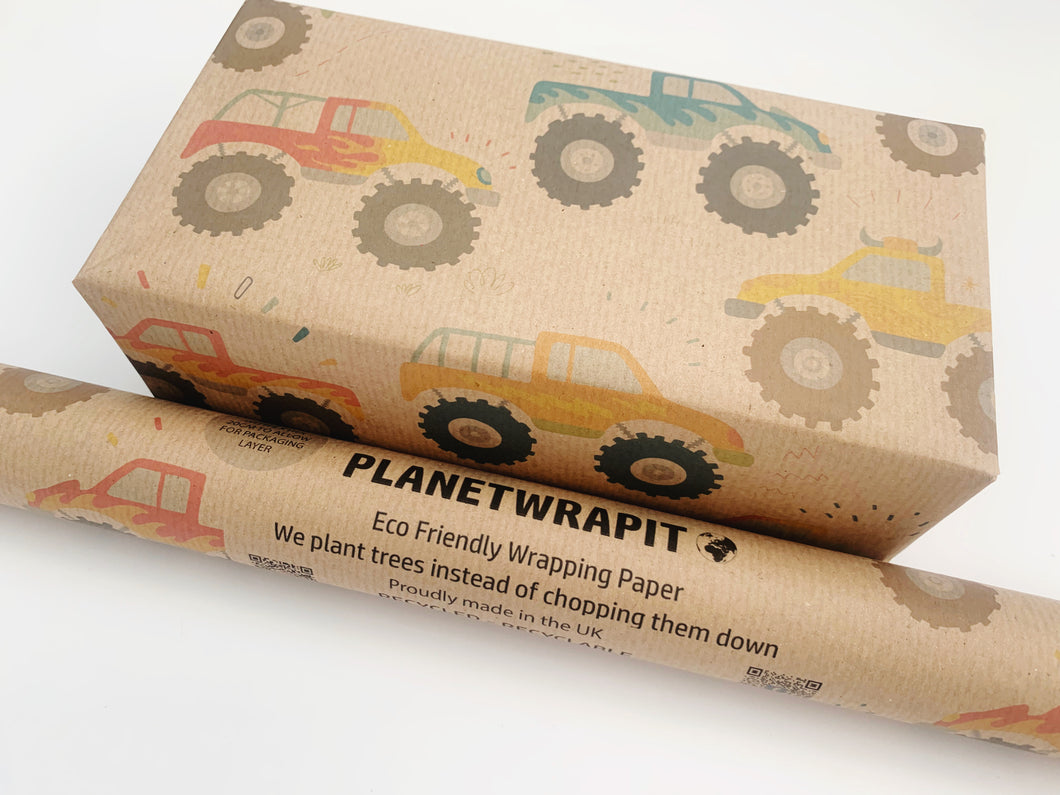 Big Trucks - Recycled Kraft Wrapping Paper