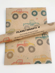 Big Trucks - Recycled Kraft Wrapping Paper