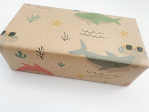 Sharks - Recycled Kraft Wrapping Paper