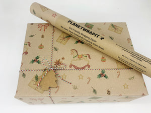 Christmas Nostalgia Gift Wrap - Recycled Kraft Wrapping Paper