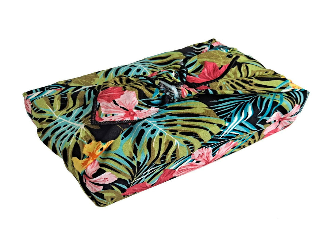 Furoshiki Small Reusable Fabric Gift Wrap - Tropical palms