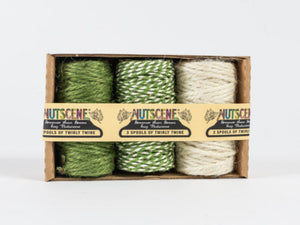 Trio of Twirly Gift Wrapping Twine Green