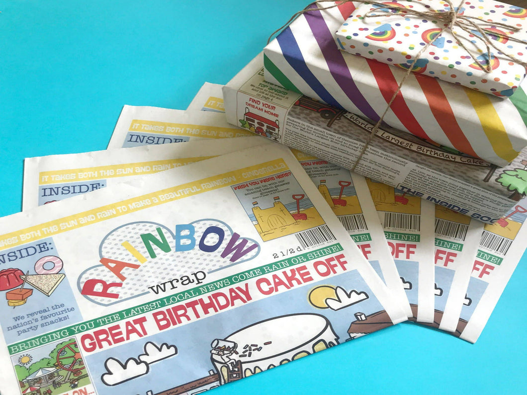 Rainbow Wrap Double Sided Newspaper - Recycled Wrapping Paper