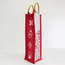 Load image into Gallery viewer, Reusable Christmas Bottle Bag - Natural Jute
