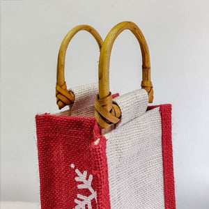 Reusable Christmas Bottle Bag - Natural Jute