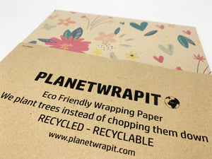 In Bloom Flower Print - Recycled Kraft Wrapping Paper