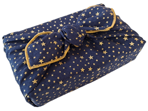 Furoshiki Mini Reusable Fabric Gift Wrap - Classic Stars, Navy