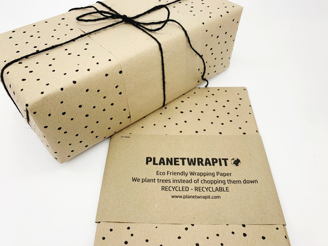 Black Dots - Recycled Kraft Wrapping Paper