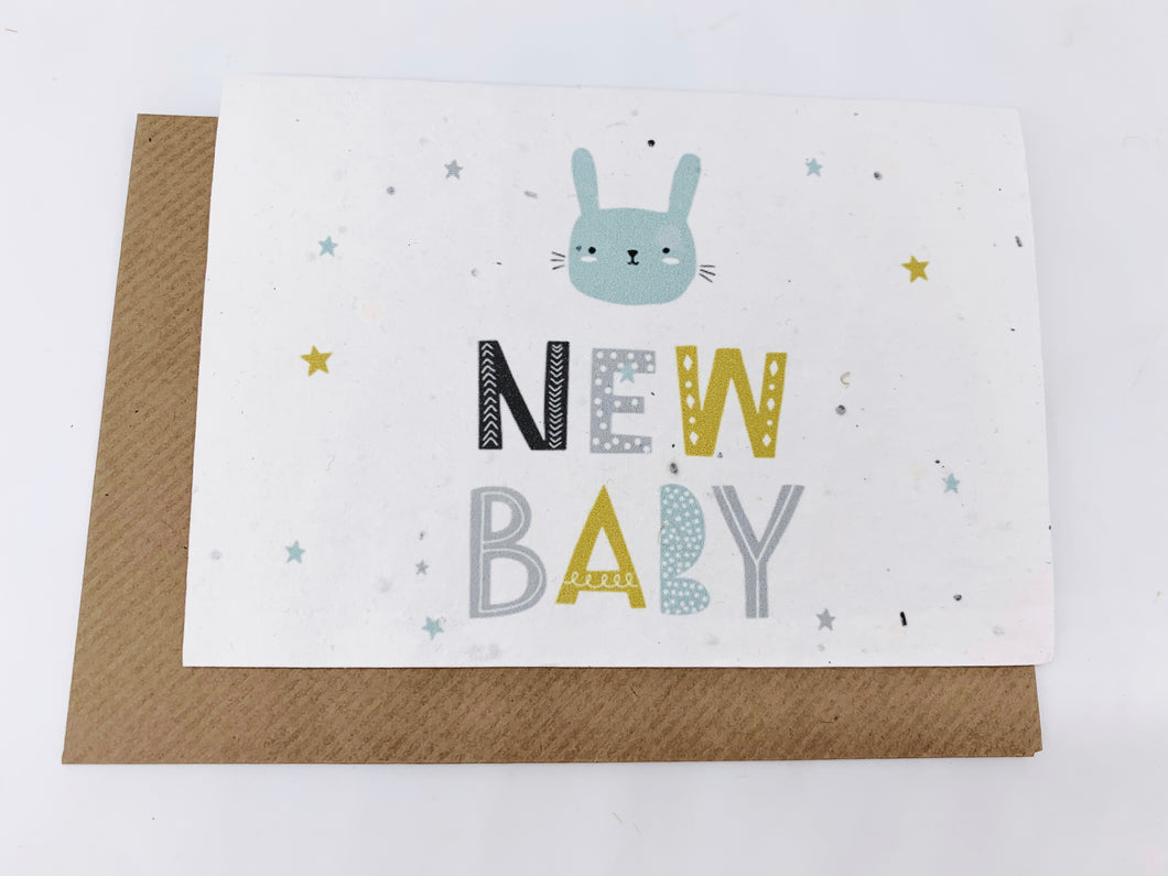 New Baby with Bunny - Plantable Greetings Seed Card