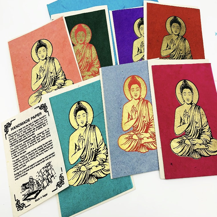 Himalayan Lotka Paper Buddha Greetings Cards - 8 Blank Cards