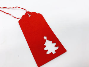 Christmas Cut Out Kraft Gift Tags - Pack of 10 (Red/Brown)