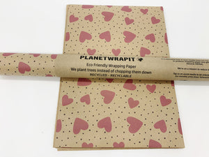 Pink Hearts - Recycled Kraft Wrapping Paper