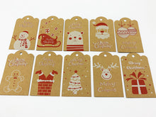 Load image into Gallery viewer, Festive Kraft Gift Tags - Pack of 10 (Mixed)

