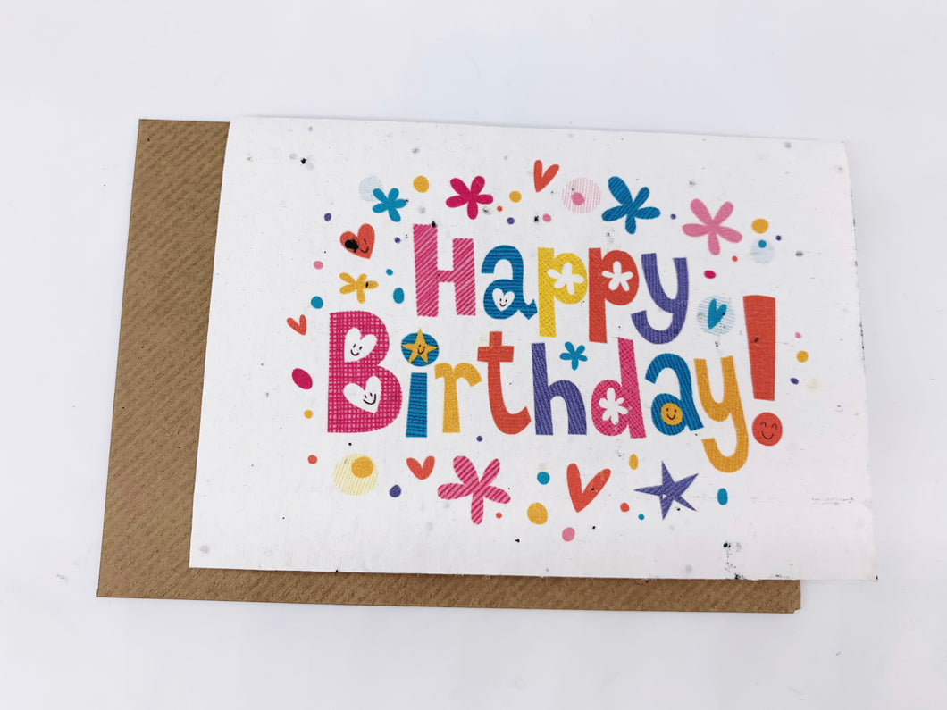 Happy Birthday Colourful - Plantable Greetings Seed Card