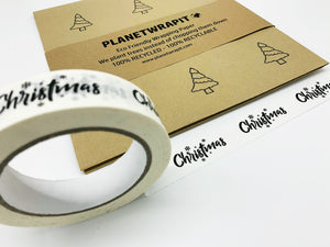 White Christmas Themed - Kraft Paper Recyclable Tape (66m x 25mm)