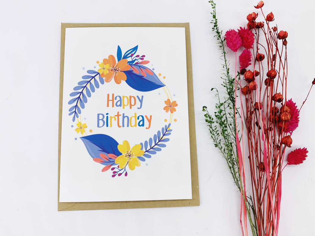 Happy Birthday Flowers Card - 100% Recycled