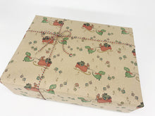Load image into Gallery viewer, Christmas Dinosaur Gift Wrap - Recycled Kraft Wrapping Paper
