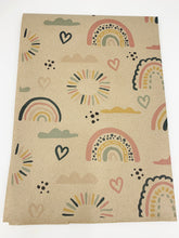 Load image into Gallery viewer, Rainbows and Hearts - Recycled Kraft Wrapping Paper
