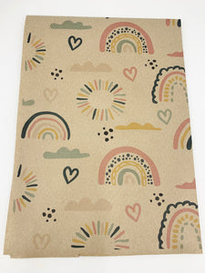 Rainbows and Hearts - Recycled Kraft Wrapping Paper