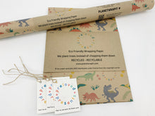 Load image into Gallery viewer, Preloved Presents Dinosaurs - Recycled Kraft Wrapping Paper
