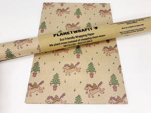 Christmas Unicorn Gift Wrap - Recycled Kraft Wrapping Paper
