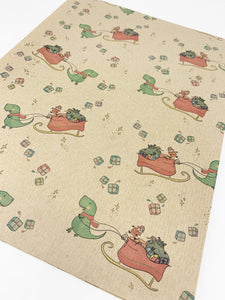 Christmas Dinosaur Gift Wrap - Recycled Kraft Wrapping Paper
