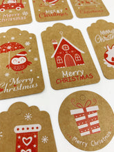 Load image into Gallery viewer, Christmas Kraft Gift Tags Red Mix - Pack of 10
