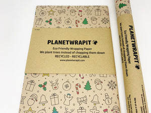 Christmas Fun (Natural)  - Recycled Wrapping Paper