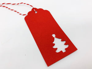 Christmas Cut Out Kraft Gift Tags - Pack of 10 (Red/Brown)