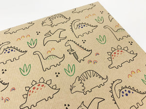Dinosaur Print - Recycled Kraft Wrapping Paper