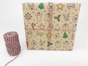 Christmas Fun (Natural)  - Recycled Wrapping Paper
