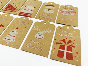 Festive Kraft Gift Tags - Pack of 10 (Mixed)