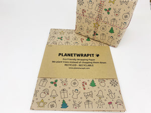Christmas Fun (Natural)  - Recycled Wrapping Paper