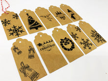 Load image into Gallery viewer, Christmas Print Kraft Gift Tags - Pack of 10 (Brown or White)
