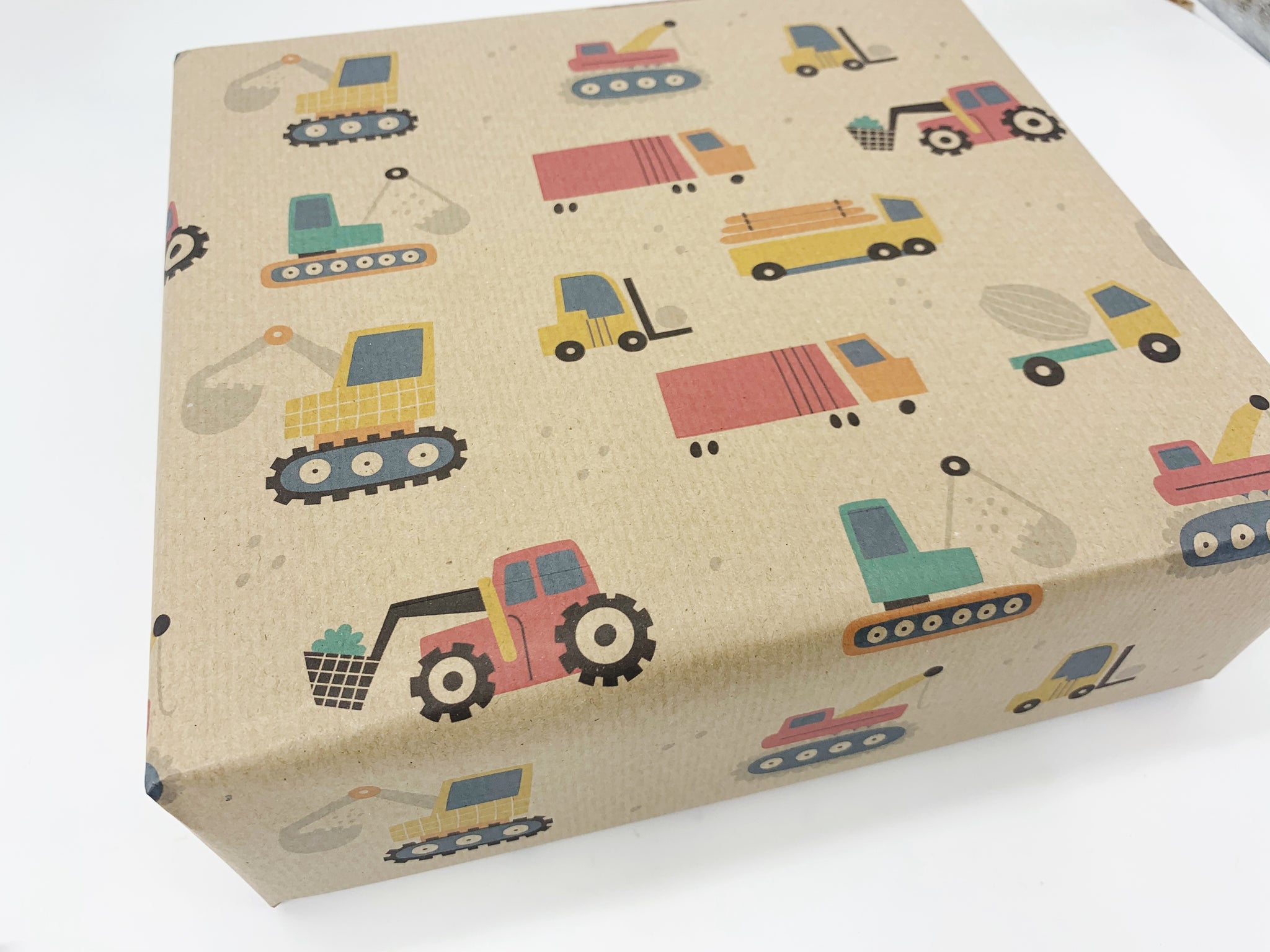 Diggers and Tractor Recycled Eco Kraft Wrapping Paper – Sunshine