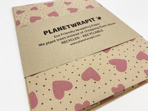 Pink Hearts - Recycled Kraft Wrapping Paper