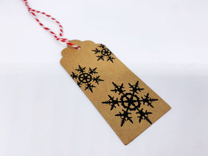 Christmas Print Kraft Gift Tags - Pack of 10 (Brown or White)