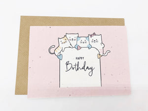 Happy Birthday Cats - Plantable Greetings Card