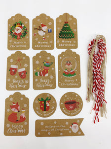 Christmas Kraft Gift Tags Fun Mix - Pack of 10