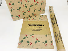 Load image into Gallery viewer, Classic Holly Gift Wrap - Recycled Kraft Paper
