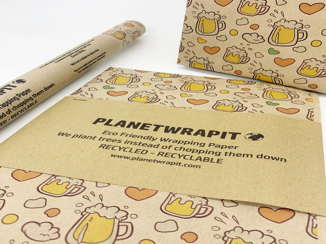 Let's have a Beer - Recycled Kraft Wrapping Paper
