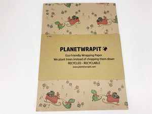 Christmas Dinosaur Gift Wrap - Recycled Kraft Wrapping Paper
